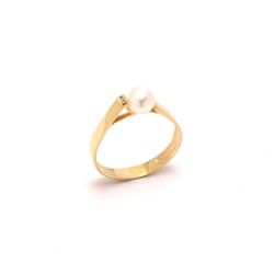 Anel Solit�rio P�rola em Ouro 18 Kilates - 20970